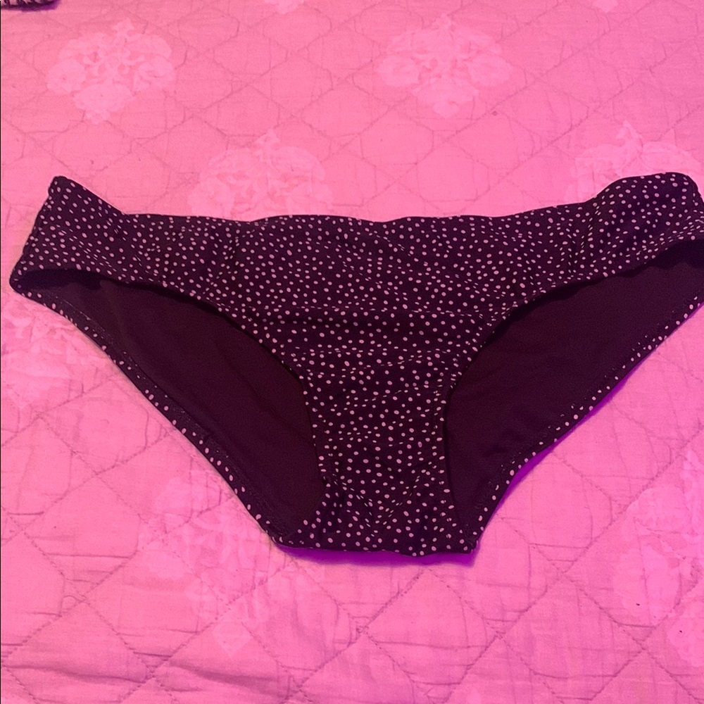 No Boundaries Black and White Polka Dot Bikini Bottom